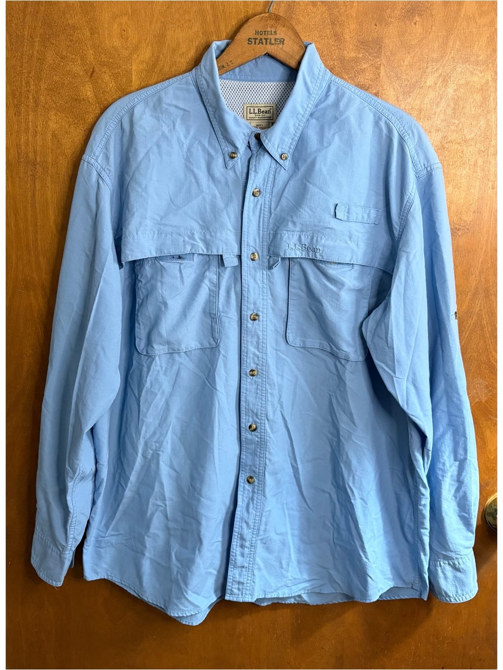 Vintage L.L. Bean Men’s Blue Button Up Fishing Shirt Vented Hiking Gorpcore Golf